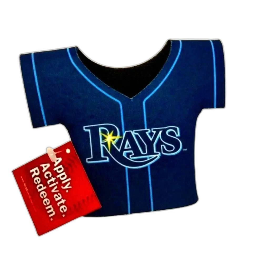 Tampa Bay Rays Baseball Coozie for Cold Drinks Souvenir Blue Jersey Design